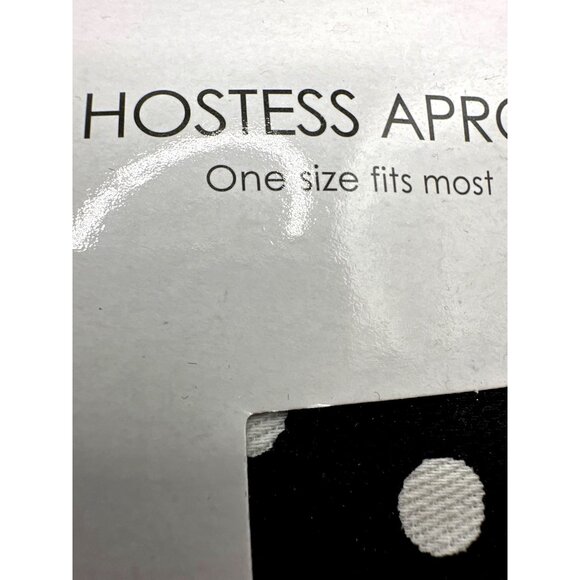 Gourmet Club Polka Dot Apron One Size Hostess Style Retro Black White Kitchen - Picture 6 of 6